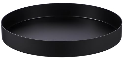 Bandeja redonda negra decorativa de metal para servir plato de 20 cm, bandeja de mesa de café, bandeja de velas, bandeja circular de acero inoxidable, bandeja de té para encimera, centro de mesa,