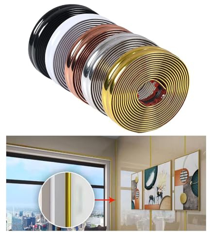 Edging Strip, Plastic Trim, Peel and Stick Moulding, Plinth Sealing Strip, Wall Moulding Trim, Tile Trim, Wall Moulding Kit Peel and Stick, Wall Corner Protectors (Silver 10m×2cm)