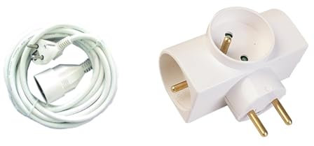 Rallonge - Blanc - 10m & Multiprises Triplite latérale, 3 Prises 16A + Terre