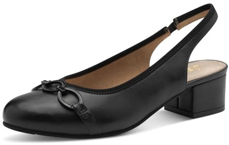Jana Damen Slingpumps mit Blockabsatz Vegan, Schwarz (Black/Beige), 41 EU
