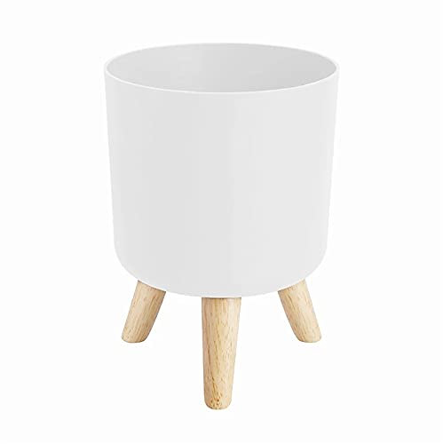Lizien Modern Plant Pots with Wooden Legs Holder Bedroom Living Room Floor Standing Potted Flower Pot Home Garden -B