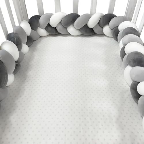 PTKG Bettschlange,Bettschlange Geflochten,Bettschlange Baby,Geflochten Knotenkissen,Seitenschläferkissen,Baby Kantenschutz Knotenkissen,Kantenschutz Baby Bettumrandung,A04,2m