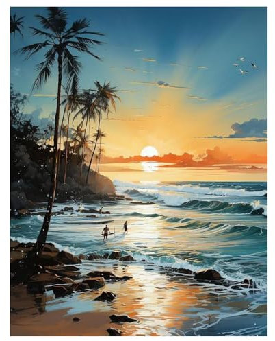 Strand Diamond Painting Erwachsene Sonnenuntergang am Strand Diamant Painting Full DIY Diamant Kunst Malerei Stickerei Set Home Wand Dekor 30x40cm