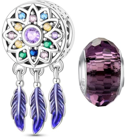 LNQOBU Abalorios Charms Colgantes de Plata de Ley 925 con Circonita cúbica Transparente Compatible con Pulsera Europeo Pulseras Collar,Charms de plata Mujer and Niña