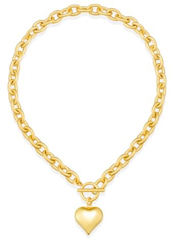 LILIE&WHITE Gold Necklace Heart Pendant Chain Necklace for Women - Hypoallergenic and Non-Fading Chunky Jewellery Gifts