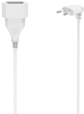 Hama Verlängerungskabel, abgewinkelter Eurostecker, 3m (Verlängerungskabel 3m, 90°, platzsparender Flachstecker, Stromkabel Verlängerung, Knickschutz, robust, für innen) weiß