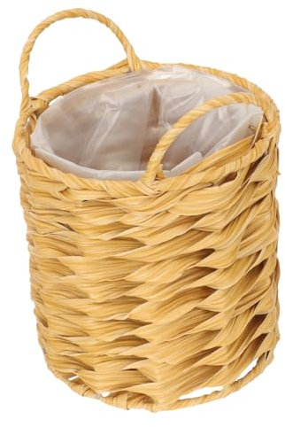 BESPORTBLE Korb Für Zimmerpflanzen Korb Für Pflanze Runder Geflochtener Korb Blumenkorb Flechten Topf Für Pflanzen Im Innenbereich Pflanzgefäße Für Freilandpflanzen Runder Pflanzer Pu Khaki