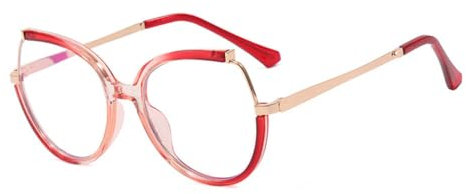AOOLIA Rund Blaulichtfilter Brille für Damen Herren, Metal Frame Anti-Blaulicht Brillen, Computer Gaming Ohne Stärke Brille (Rosa)