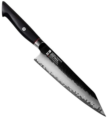 Coltello da Cucina Kiritsuke Forgiato Nero | Acciaio USA BG42 Ultra Affilato | Coltello da Chef Professionale | Design Giapponese | Alta Precisione per Carne, Pesce e Verdure