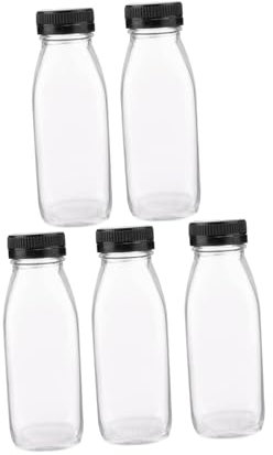 Ciieeo 5 Pièces Bouteilles Verre Transparent pour Jus Yaourt Rangement Pratique
