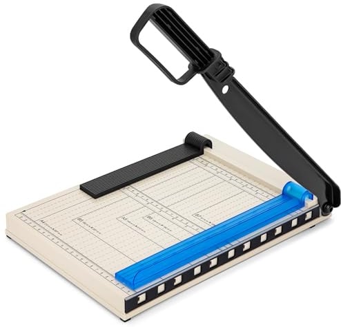 JEFURE Papierschneider A4, 12 Blatt, Biege | Schneidemaschine, Hebelschneider, Hohe Präzision, für Karten, Fotos, Papier, Karton, Basteln, Heimwerker, Büro