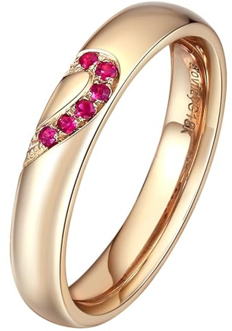 Homxi Eheringe Gold Ringe für Herren 18 Karat, Puzzle Herz mit Erstellter Rubin, Rot Gold Herren Ring Verlobungsringe Größe 69 (22.0)