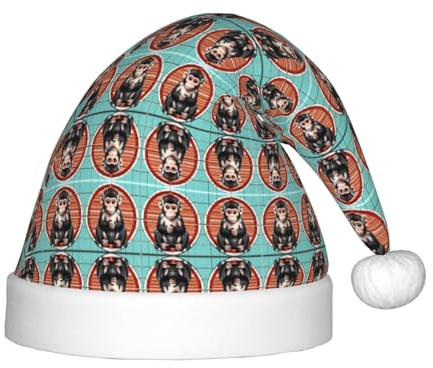 BLWSLC Der stille Affe bedruckte Weihnachtsmütze für Kinder, dekorativer Hut, Partyzubehör geeignet für Bühnenauftritte, Weihnachten