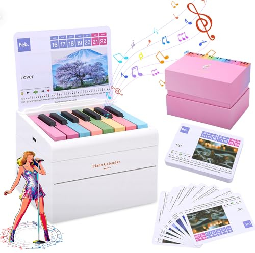 Gugxiom Klavierkalender 2026, Spielbarer Klavier Tischkalender 2026 mit 52 Wochen Notenblätter in 27 Karten, Mini 3D Kalender mit Musik für Weihnachten, Geburtstagsgeschenk (Weiß)