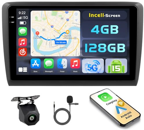 Ohradio 4G+128G Android 15 Radio Coche Seat Ibiza 2016-2017 9 CarPlay | Android Auto Inalámbrico. BT. GPS. WiFi. FM/RDS. Cámara+MIC. Incell Touchscreen