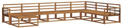 vidaXL Outdoor-Sofagarnitur 8 pcs Natur Massivholz Akazie, Akazienholz Outdoor Sofa Set, modernes Ecksofa, langlebige Gartenmöbel, Terrassensitz, Lounge für den Hinterhof, Latten-Rücken-Design