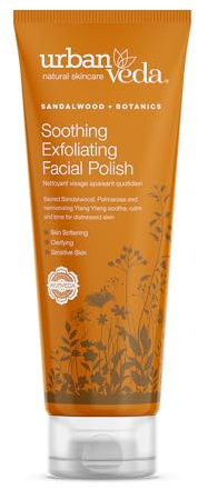 Urban Veda Soothing Face Scrub | Exfoliating Face Scrub for Dry Skin | Black Head Remover for Face with Sandalwood | Face Exfoliator for Sensitve Skin | Gentle FaceScrub for Women & Men |1 x125ml