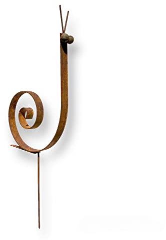 Crispe home & garden Metall Schnecke klein - Massive Dekoration für den Garten - wetterfest und standfest - aus Vollmetall mit Edelrost-Patina – Höhe 48 cm