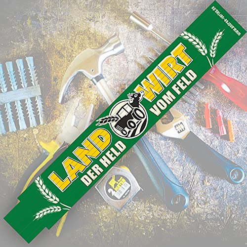 2 Meter Zollstock mit Aufschrift | Spruch - Landwirt Der Held vom Feld - 2m Gliedermaßstab Geschenk für Männer Handwerker Heimwerker zum Geburtstag Holz