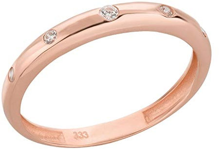 Ardeo Aurum Damenring aus 333 Gold Roségold mit Zirkonia im Brillant-Schliff Antragsring Verlobungsring