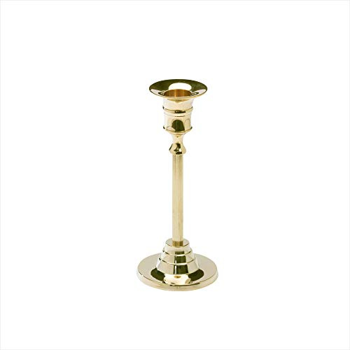 NKlaus Kerzenleuchter Messing Gold glänzend für Kerzen Ø2cm, 16cm, 1 Stück | Höhe: 16cm; Breite: 1cm; Durchmesser: 7cm; Gewicht: 0,2kg; Durchmesser: 2cm