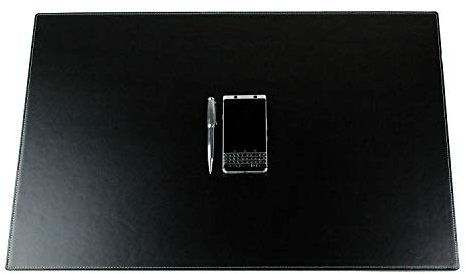 DELMON VARONE - Personalisierbare Schreibtischunterlage XXL Cambridge Top Grain Leder schwarz, Rutschfeste Schreibunterlage abwaschbar, Schreibtisch Unterlage geeignet als Mousepad, 70 x 50 cm