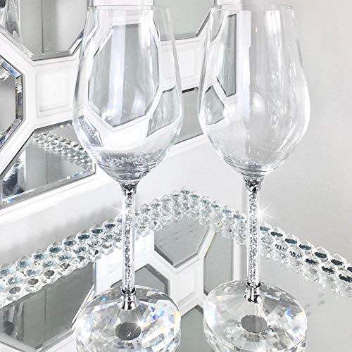 Touch of Vogue TOV® Weingläser, 2 Stück, mit Kristallfüllung gefüllt, Geschenkbox, Diamant-Geschenk, Hochzeit, 2 Stück