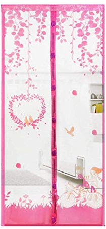 Moustiquaire magnétique fenêtre contre insectes rideau moustiques mouches chambre décoration couleur rose 210x90 cm protection maison