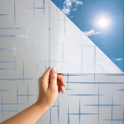 MARAPON® Milchglas Fensterfolie mit Sternenmuster [118x200 cm] inkl eBook mit Profitipps - Statische Haftung - Fensterfolie selbsthaftend Blickdicht - Sichtschutzfolie Fenster - Sichtschutz Bad