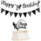 3 Pieces Fishing Birthday Banner Decoration Fisherman Cake Topper Triangle Banner Glitter Go Fishing Theme Happy Birthday Cake Decoration for Men Black Party Supplies