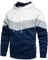 MANLUODANNI Herren Hoodie, Kapuzenpullover Men's Schlichter Fleece Pullover mit Kapuze Casual Sweatshirt Classic Farbabstimmung Patchwork Weiß Blau XXL