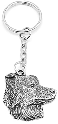 LoveTails Schlüsselanhänger Border Collie Hund aus Zinn, handgefertigter Schlüsselanhänger aus Metall, Premium-Geschenk-Schlüsselanhänger für Männer, Frauen, Hunde