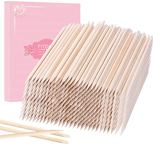 210 Stück Orange Holz Sticks, FITDON Doppelende Nagel Häutchen Stick für Drücker Remover Maniküre Kunst Pediküre Nagelhautpflege