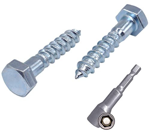 Marcopol Confezione da 40 viti DIN 571 in acciaio zincato esagonale per legno, M8 x 40 mm, viti per autobus, viti esagonali, bulloni a testa esagonale (40, M8 x 40 mm), argento