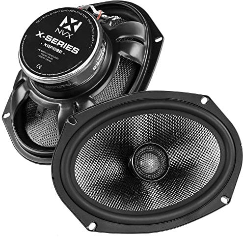 NVX® XSP692 - Altavoces de coche de 6 x 9, 600 W máximo, 300 W RMS, coaxial de 2 vías con tweeters de cúpula de seda de 1 pulgada y X-over integrados, fácil de instalar en coches/camiones/puertas (par