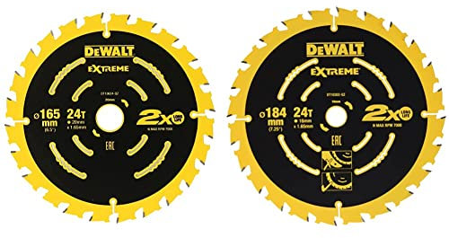 DEWALT DT10624-QZ Extreme Framing Circular Saw Blade 165 mm 24T & Dewalt DT10302-QZ Framing Blade