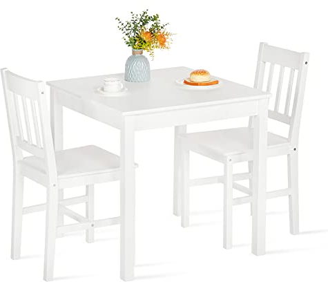 Setsail Esszimmergruppe mit Esstisch und 2 Essstühlen, Küchentisch-Set für die Küche, Wohnzimmer, Esszimmer, Weiß