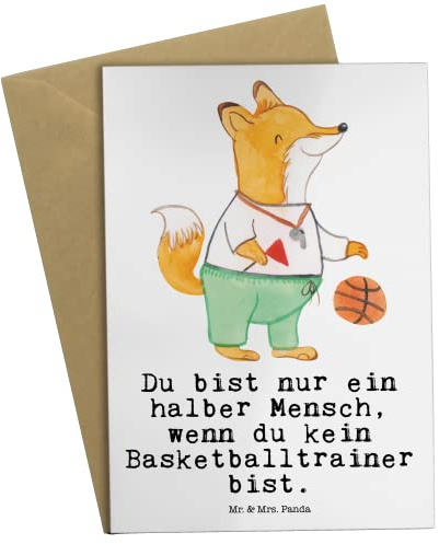 Mr. & Mrs. Panda Grußkarte Basketballtrainer Herz - Geschenk, Basketball, Ballsport, doppelkarte, Beileidskarte, Sport, genesungskarte, Verein, weihnachtskarten, einladungskarten