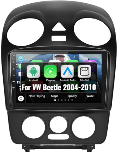 2G+64G CAMECHO Android 12 Radio de Coche para VW Beetle 2004-2010,Radio 2 DIN 9 Touchscreen con Carplay Android Auto Inalambrico GPS HiFi RDS/FM BT WiFi+Camara Trasera