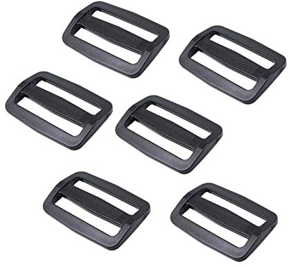 BAIWOAK Tri Glide Slider 50 mm starke Kunststoff-Tri-Glide-Slides verstellbare Schiebeschnalle, Gurtschieber für Rucksack, Gürtelgurt, Schwarz, Schwarz