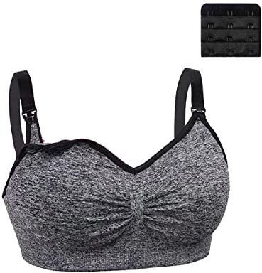 Dreamburn Maternity Nursing Bra 1/2/3 Pack Wireless Seamless Breastfeeding Bras 4 Rows Adjust Hook with Removable Spill Prevention Pads Add Extenders Comfortable (Black6,XL)