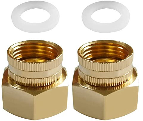 Uenede 2 Stück Messing Gartenschlauch Reduzierstück Schwenkverbinder 3/4 Zoll Light auf 3/4 Zoll NPT Gewinde Doppel Innengewinde Reduzierung Konverter Adapter Gartenschlauch Rohrverschraubungen