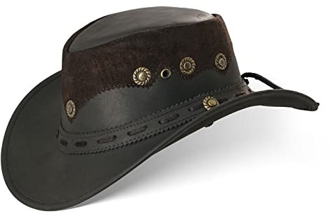 Black Forest Fox Country Luxus Western Cowboy Hut Reiten Leder Sonnenhut (XL Deep Brown)