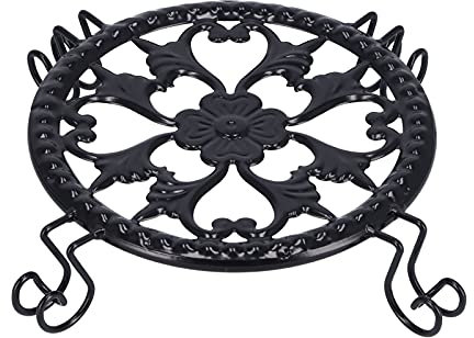 Firlar Supporto per Piante Rotondo in Metallo Supporto per Vaso di Fiori in Ferro, Supporto per Vaso di Fiori Nero Elegante Leggero Stabile Montante per Piante in Ferro Battuto per Soggiorno Balcone U