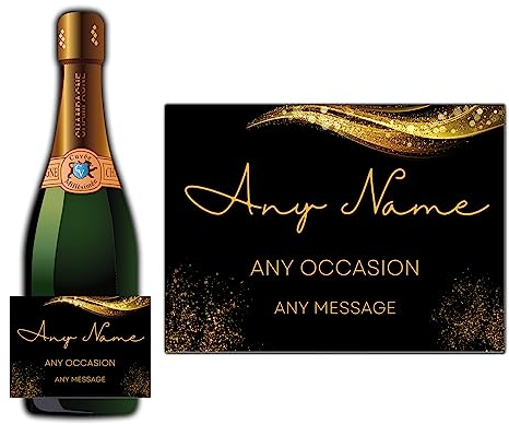 Personalised Bottle Label Sticker - Perfect for Any Occasion - Any Text - Birthday, Wedding Congratulations (Design 1, 85mm x 120mm)