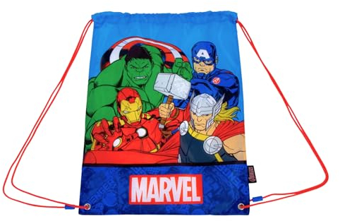 Marvel Avengers Turnbeutel für Jungen, Schultasche, Kinder-Rucksack mit Kordelzug, Gepäcktasche, Reisesack-Rucksack, Geschenk für Kinder