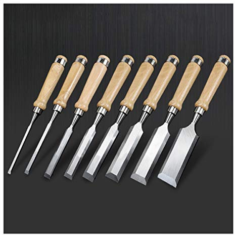 Samnuerly Wood Chisel Chrome-Vanadium Steel Construction, Ergonomic Grip Handle, Blade Guards Cutter head width - 6mm to 38mm,8-piece set