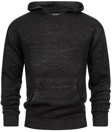 Indicode Herren INLedger Strickpullover Hoodie Cardigan gerippt mit Kapuze | Klassischer Strickhoodie mit Kapuze, Herrenpullover, Kapuzenpullover, Strickpullover, Freizeitpullover, Hoodie für Männer