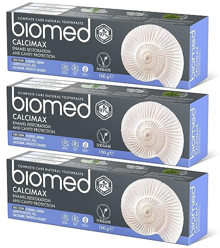 BIOMED Dentifrice Calcimax 97% naturel | Réparation de l’émail et protection contre les caries | Végétalien, sans SLES 100 g