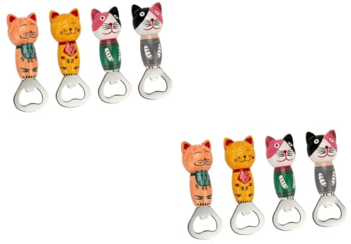 ABOOFAN 8 Pz Apribottiglie Gatto Decorazioni Natalizie Apribottiglie Di Birra Immagine Magneti Per Frigorifero Apri Barattoli Apri Coperchio Apri Bottiglia Di Legno Cartone Animato Magnete